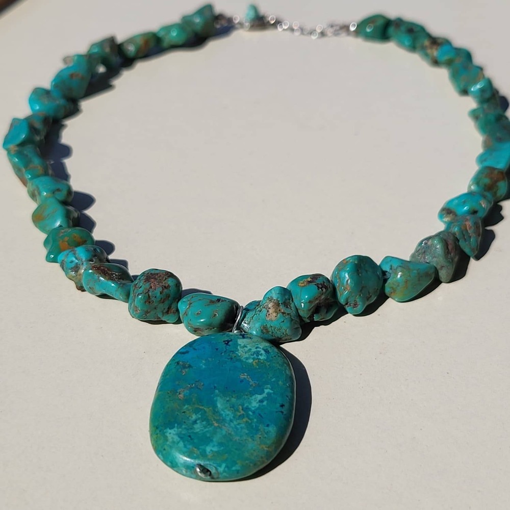Jay King Mine Finds Turquoise Nugget Necklace 925 Sterling Silver Statement